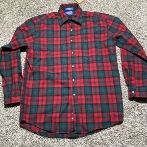 Pendleton Lodge Shirt Mens Large L Red Wool Flannel Button Up Boyd Tartan Plaid